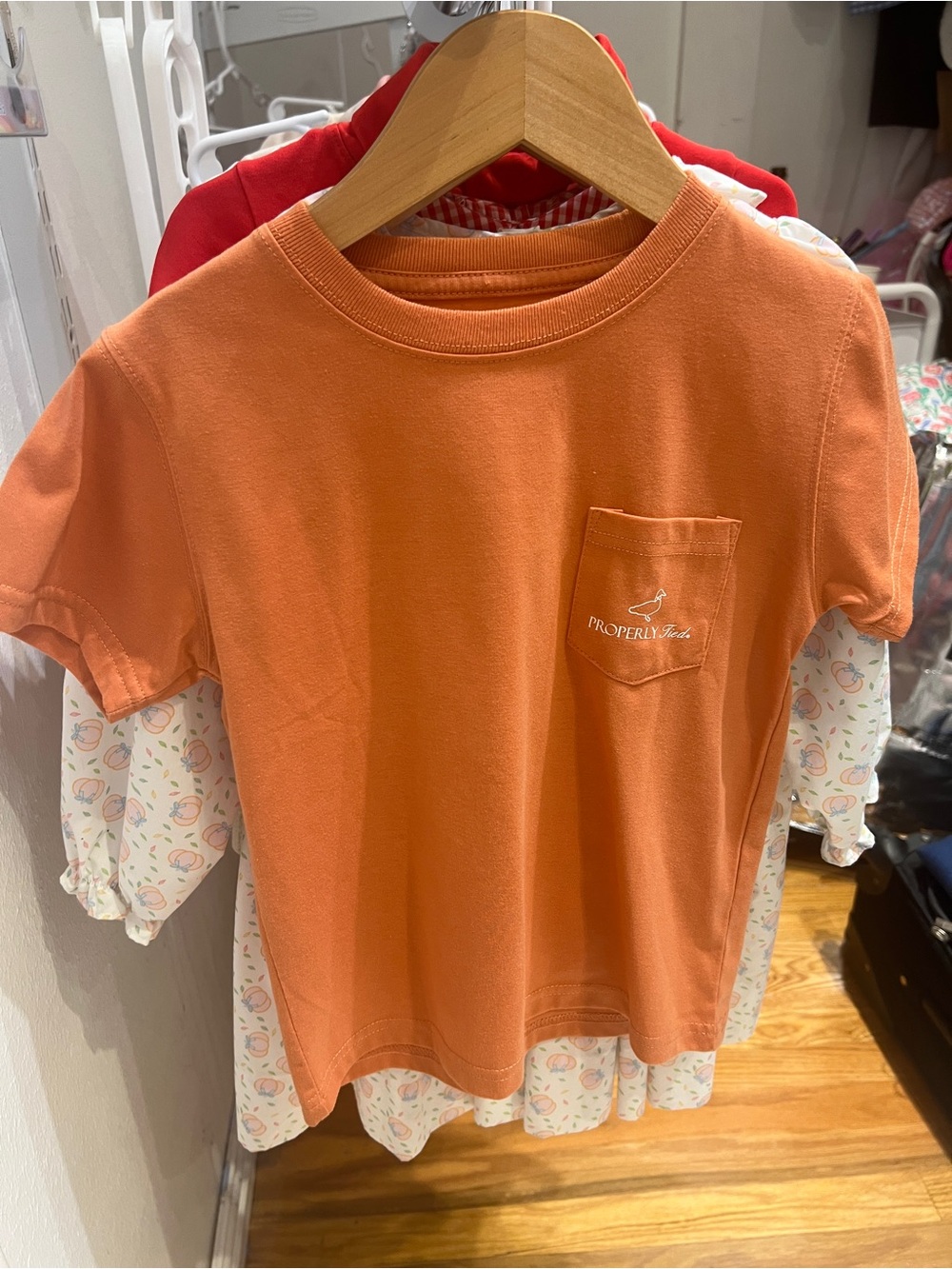 Properly Tucked Kids Orange Pocket Tee